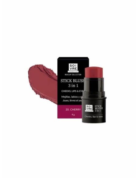 SOIVRE COSMETICS BLUSH 3 IN 1 MEJILLAS LABIOS Y OJOS STICK 4 G COLOR RUBY