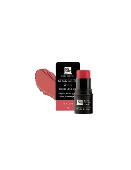 SOIVRE COSMETICS BLUSH 3 IN 1 MEJILLAS LABIOS Y OJOS STICK 4 G COLOR CORAL