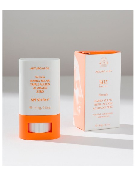 ARTURO ALBA BARRA SOLAR 50SPF TRIPLE ACCION ACABADO CERO ANTIEDAD, ANTIOXIDANTE Y ANTIMANCHAS