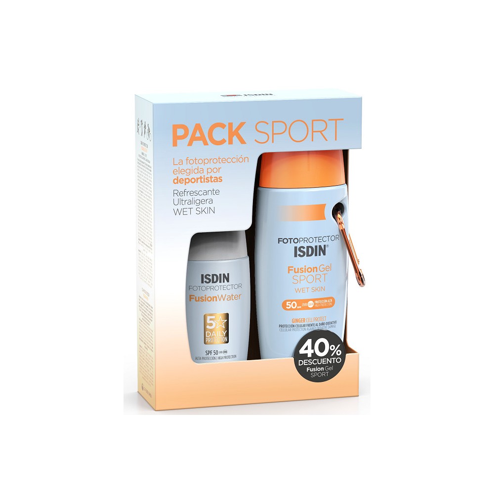 PACK SPORT FOTOPROTECTOR ISDIN FUSION SPF50+ GEL 100 ML + WATER  50 ML