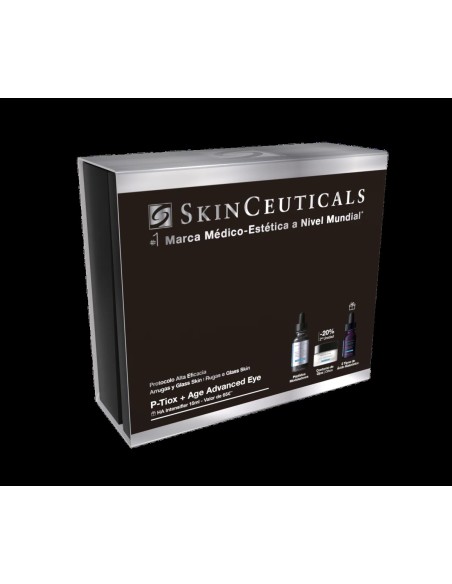 SKINCEUTICALS P-TIOX+AGE EYES ADVANCED + MINITALLA HA INTENSIFIER COFRE PROTOCOLO ARRUGAS GLASS SKIN