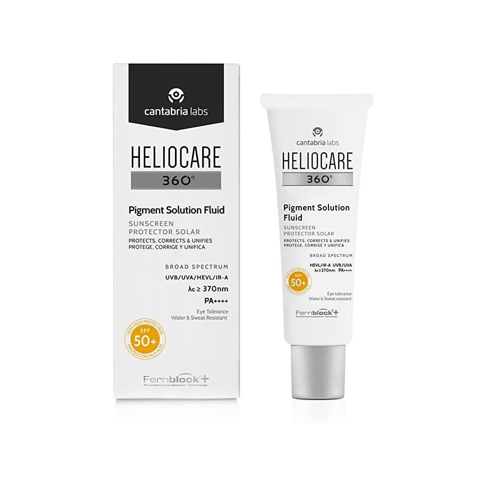 HELIOCARE 360º PIGMENT SOLUTION FLUID PROTECTOR SOLAR PROTEGE CORRIGE Y UNIFICA SPF50+ 1 ENVASE 50 M